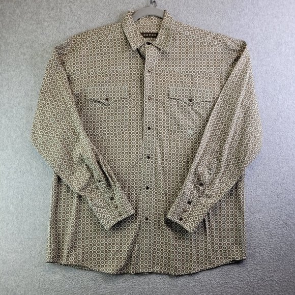 Roper Other - Roper Pearl Snap Shirt Mens Medium Brown Geometric Pockets Western Rodeo Arena